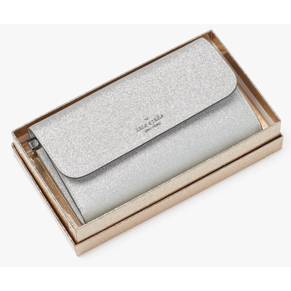 NEW Kate Spade Glimmer Boxed Medium Flap Wristlet Wallet